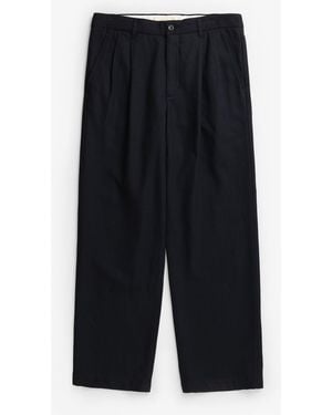Norse Projects Hestur Relax Cotton Linen Twill Pleated Trousers - Azul