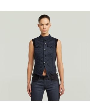 G-Star Damesbovenkleding En -Jassen D27744 E120 Pitched Hem Slank Vest 001 Raw Denim - Blauw