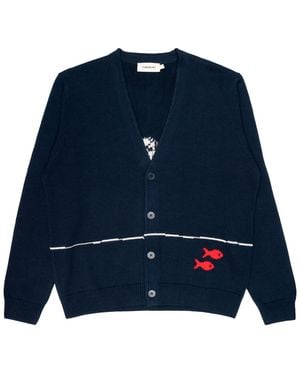 Thinking Mu Der Mann Von Cardigan Getrocknete Fischer Marine - Blau