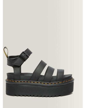 Dr. Martens Blaire Quad Hydro Leather Platform Gladiator Sandals - Black