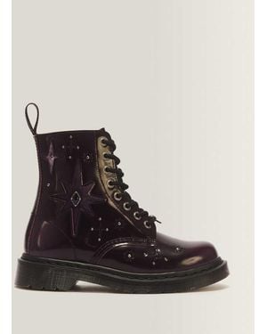 Dr. Martens 1460 Pascal Wmg Arcadia Leather & Velvet Lace Up Boots - Black
