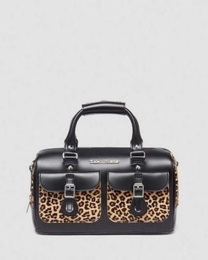 Dr. Martens Leather Print Hair-On Top Handle Bag - Black