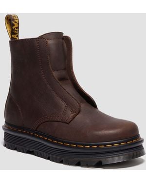 Dr. Martens Zebzag Laceless Slip On Leather Boots - Brown