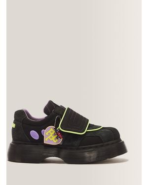 Dr. Martens Leer Buzz Powerpuff Schoen Met Klittenbandsluiting - Zwart