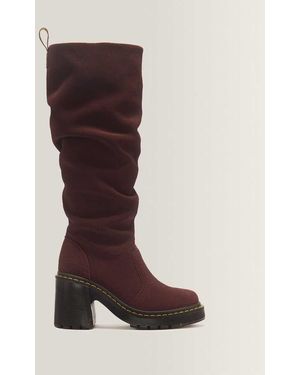 Dr. Martens Kasey Suede Knee High Heeled Boots - Brown