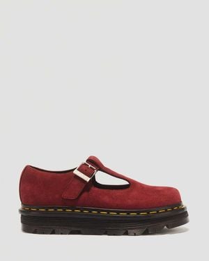 Dr. Martens Zebzag Milled Nubuck Mary Jane Shoes - Red