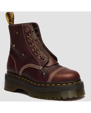 Dr. Martens Sinclair Flower Grizzly Leather Platform Boots - Brown