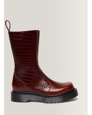 Dr. Martens Rejena Croc Emboss Leather Boots - Brown