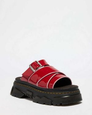 Dr. Martens Mattison Slides Soft Patent Leather Sandals - Red