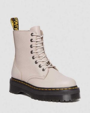 Dr. Martens Jadon Iii Pisa Leather Platform Boots Taupe - White