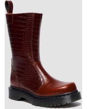 Dr. Martens Rejena Croc Emboss Leather Boots - Brown