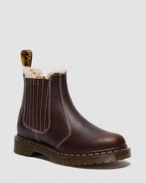Dr. Martens 2976 Leonore Ii Faux Fur Lined Grizzly Leather Chelsea Boots - Brown