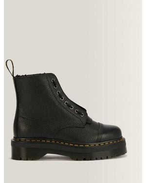 Dr. Martens Leather Sinclair Fur Lined 8 Eye Milled Nappa Lace Up Boots - Black
