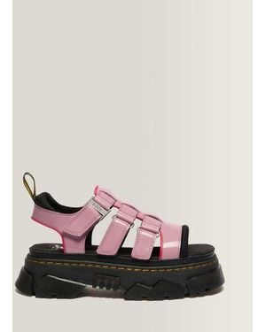 Dr. Martens Mattison Three Strap Soft Patent Leather Sandals - Pink