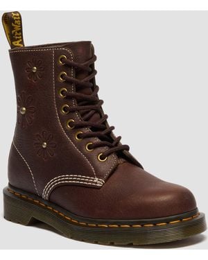 Dr. Martens 1460 Pascal Flower Grizzly Leren Laarzen - Bruin