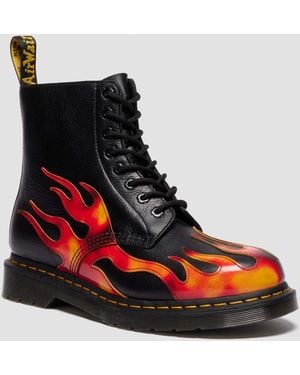 Dr. Martens 1460 Pascal Flame Arcadia Rub Off Leather Boots - Red