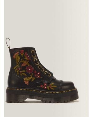 Dr. Martens Sinclair Floral Wanama Leather Lace Up Boots - Black