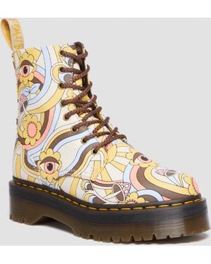 Dr. Martens Vegan Jadon Boot Retro Canvas Platforms - Natural