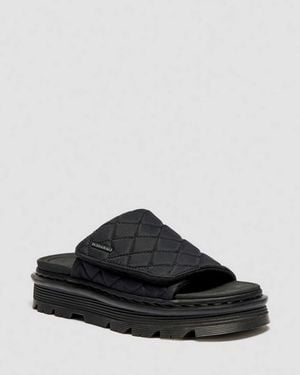 Dr. Martens Zebzag Quilted Canvas Platform Slides - Black