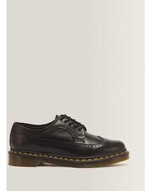 Dr. Martens 3989 Yellow Stitch Smooth Leather Brogue Shoes - Black