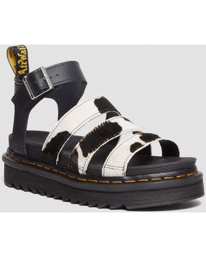 Dr. Martens Leather Blaire Hair-on Cow Print Sandals - Black