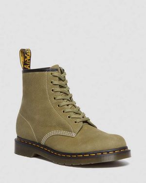 Dr. Martens 1460 Tumbled Nubuck Leather Lace Up Boots - Green