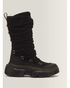 Dr. Martens Dmxl 7-Ösen Kunstfell Leder Stiefel - Schwarz