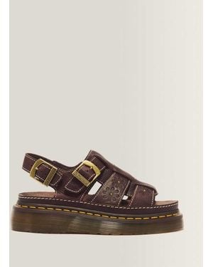 Dr. Martens Wrenlie Open Toe Grizzly Leather Fisherman Platform Sandals - Brown