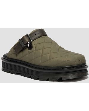 Dr. Martens Zebzag Quilted Canvas Platform Mules - Green