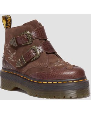 Dr. Martens Devon Gothic Americana Leather Platform Boots - Brown