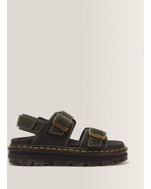 Dr. Martens Cuero sandalias zebzag de piel crazy horse - Negro