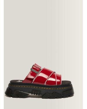 Dr. Martens Mattison Slides Soft Patent Leather Sandals - Red
