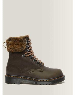 Dr. Martens 1460 Serena Collar Faux Fur Lined Ankle Boots - Brown