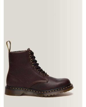 Dr. Martens 1460 Fleece Lined Grizzly Leather Boots - Brown