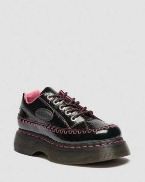 Dr. Martens Buzz 5-Eye Distressed Patent Leather Shoes - Black