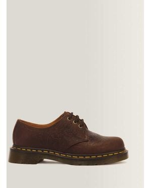 Dr. Martens 1461 Floral Emboss 3 Eye Crazy Horse Leather Lace Up Shoes - Brown