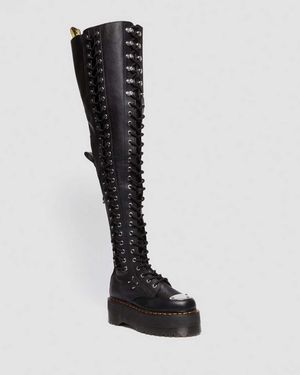 Dr. Martens 28-eye Extreme Max Virginia Leather Knee High Boots - Black