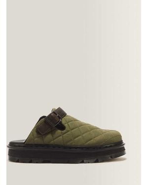 Dr. Martens Zebzag Quilted Canvas Platform Mules - Green