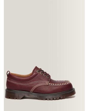 Dr. Martens Lowell Wild Grain Leather Moc Toe Shoes - Red