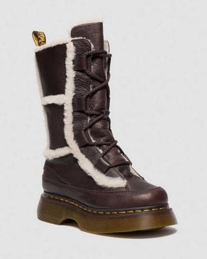Dr. Martens Buzz Lace Up Faux Fur Lined Grizzly Leather Boots - Brown