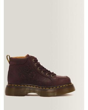 Dr. Martens Buzz Floral Emboss Analine Leather Boots - Brown