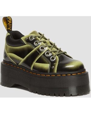 Dr. Martens 5-eye Max Distressed Leather Platform Shoes - Green