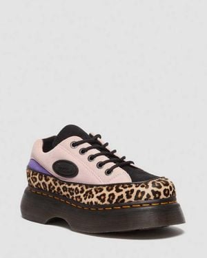 Dr. Martens Leather Buzz 5-Eye Leopard And Suede Shoes - Black