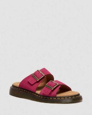 Dr. Martens Josef Nubuck Leather Slide Sandals - Red
