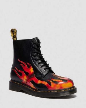 Dr. Martens 1460 Pascal Flame Arcadia Rub Off Leder Stiefel - Rot