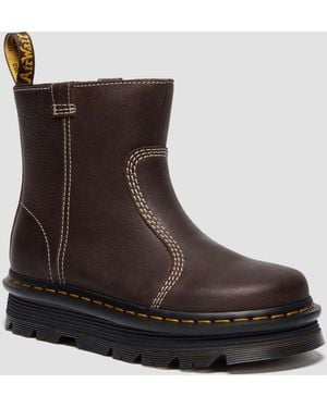 Dr. Martens Zebzag Rigger Slip On Leather Boots - Brown