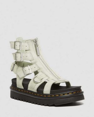 Dr. Martens Olson Tumbled Nubuck Leather Gladiator Zip Sandals - Metallic