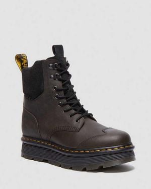 Dr. Martens Zebzag 8 Ties Burnish Waxy Lace Up Boots - Black