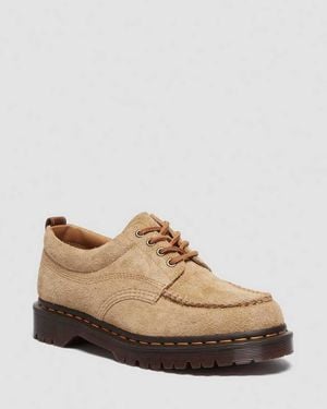 Dr. Martens Leather Lowell Suede Moc Toe Shoes - Natural