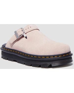 Dr. Martens Zebzag Suede Casual Slingback Platform Mules - White